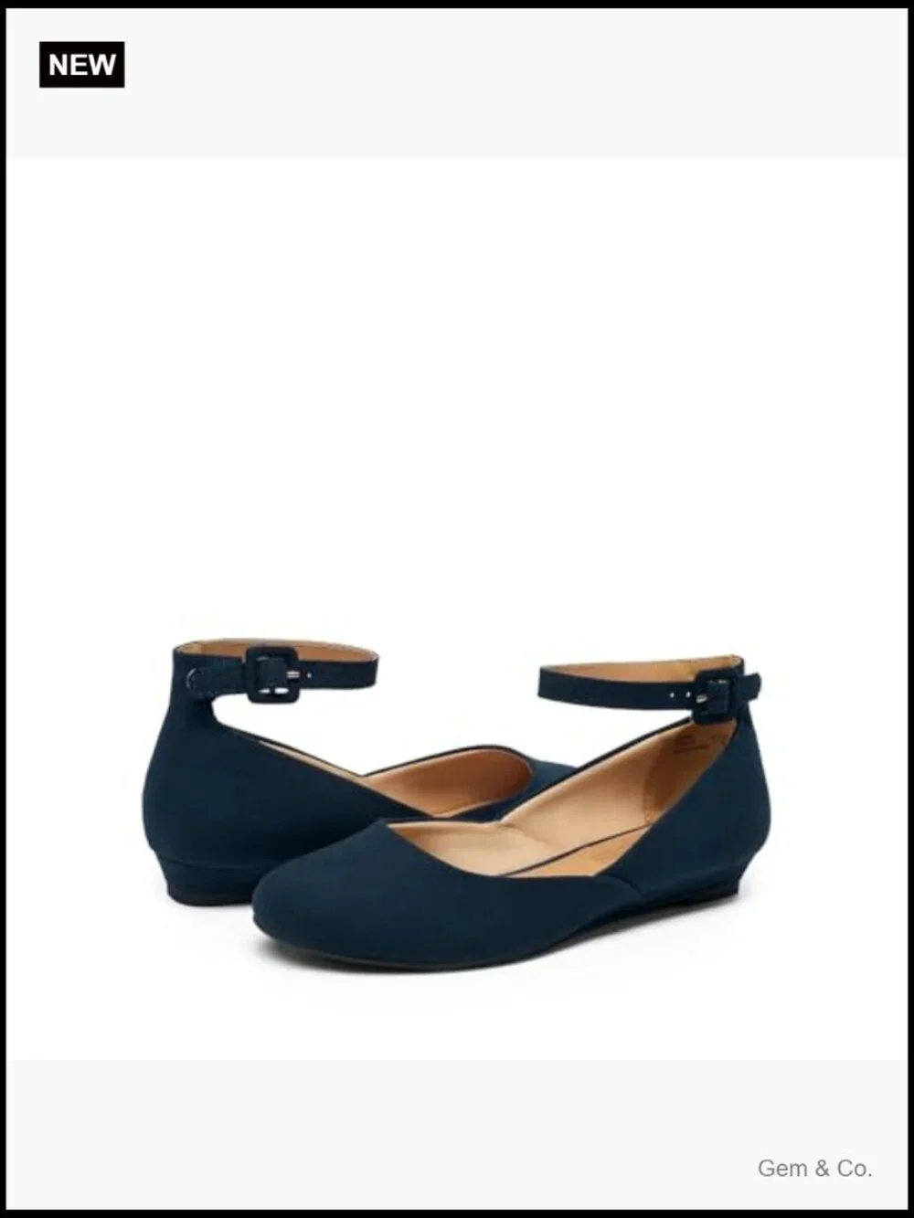 Dress Flats Ballet Low Wedge Round Toe Ankle Strap Comfortable Casual Flats